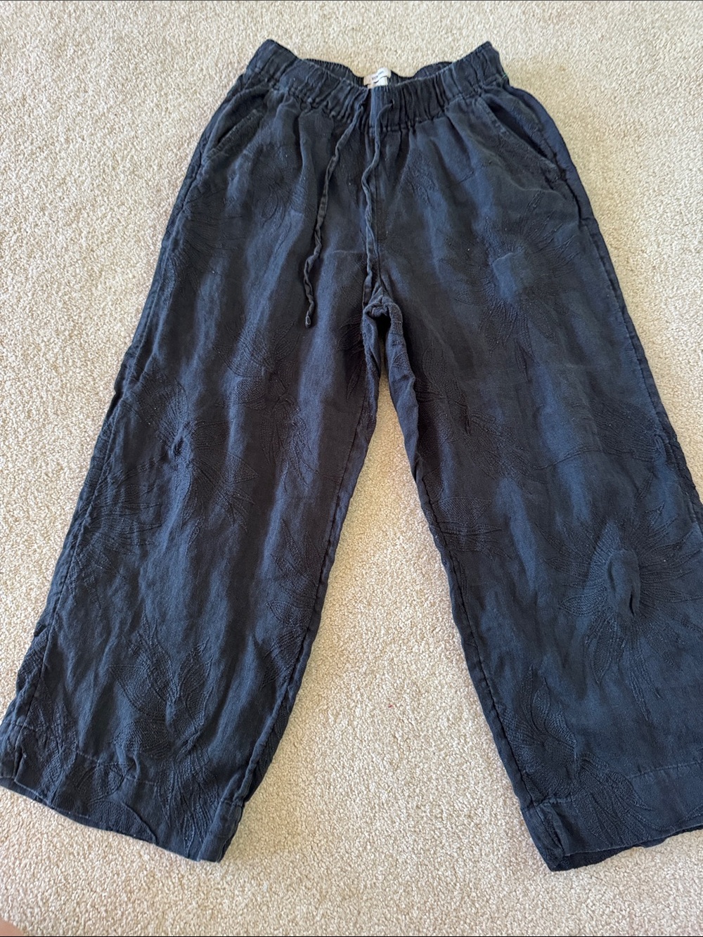 Joie Wide-Leg Black Linen Pants